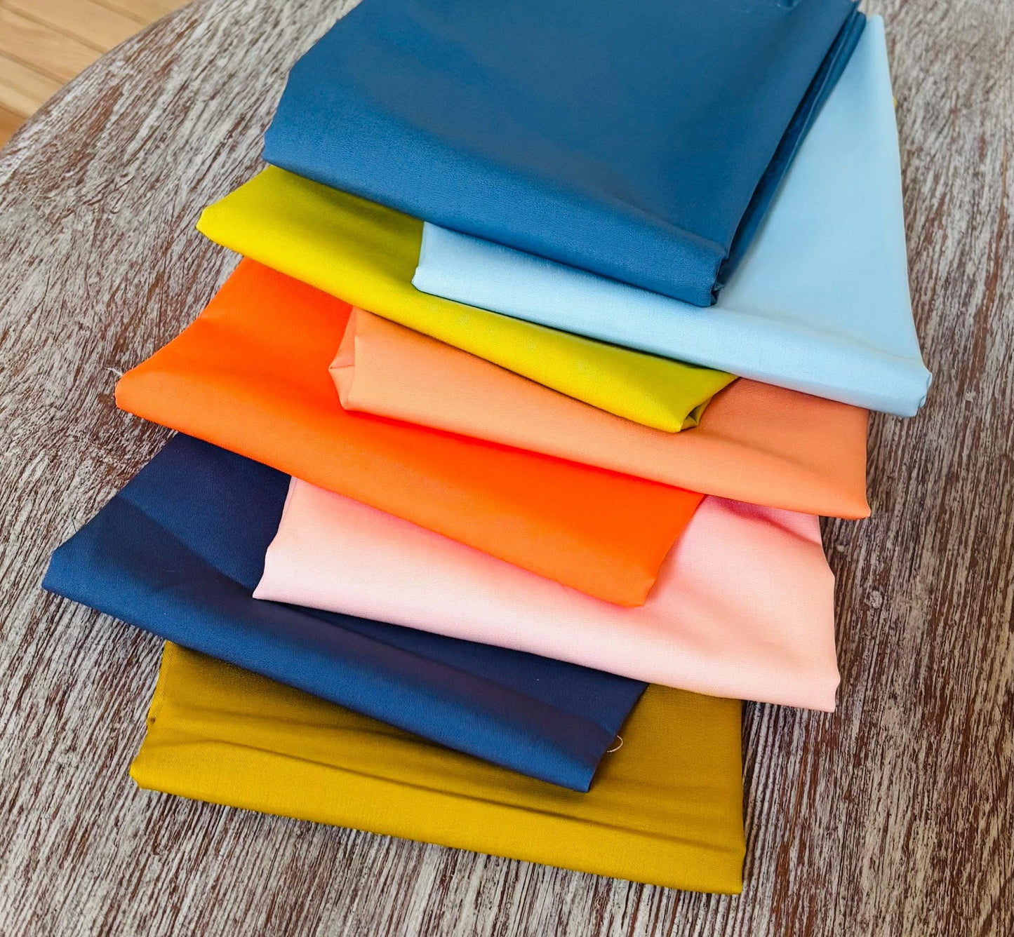 The great outdoors AGF pure solids - blenders | Fat quarters / 1/2 yards 8 fabric bundle | Fast shipping | blue - apricot - latte - indigo
