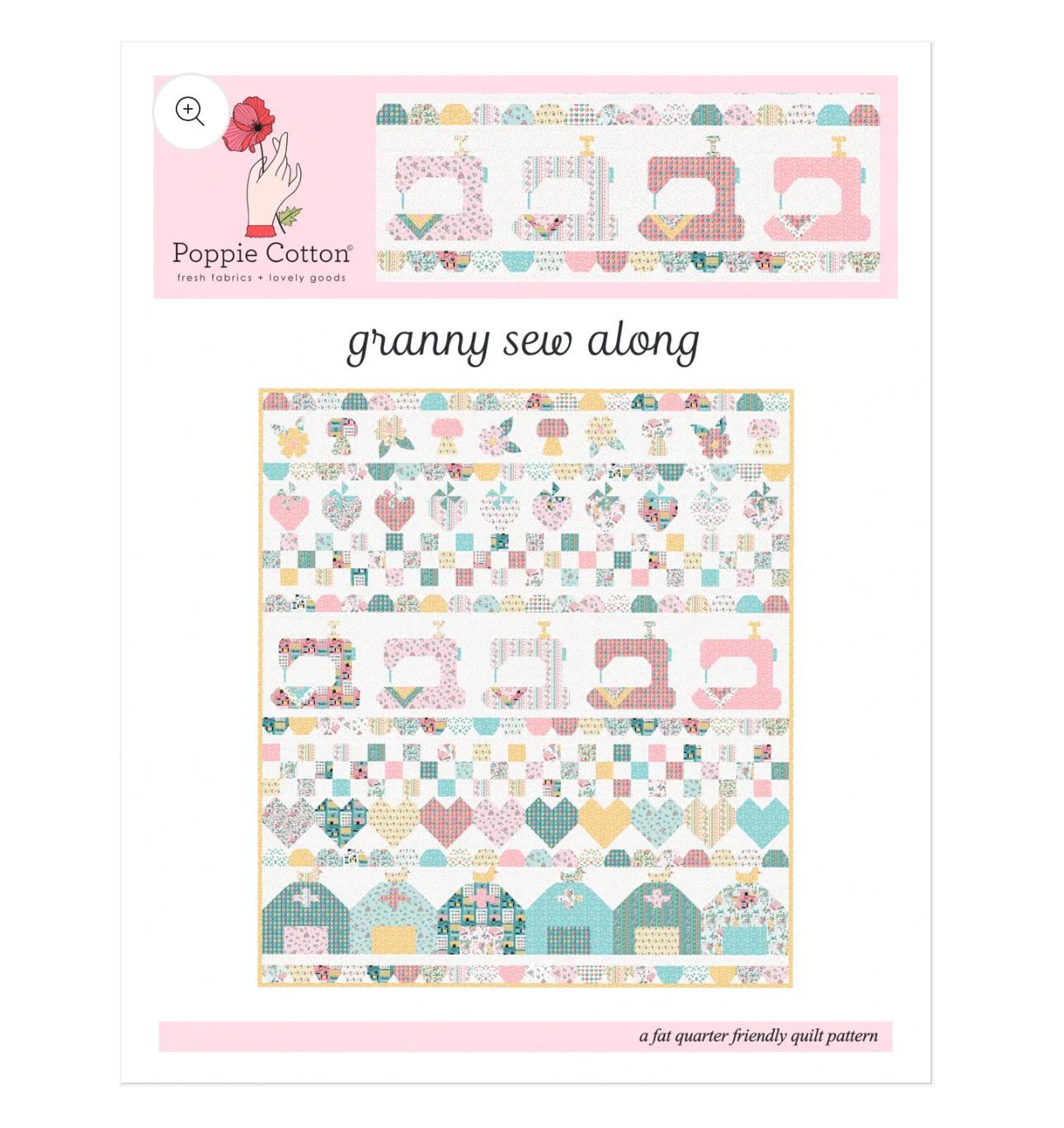 Granny's Sew Along Quilt Paper Pattern Granny's Sewing Room Poppie cotton finished quilt size 60 " x 68 " GSP25164 ** preorder ship Aug '25