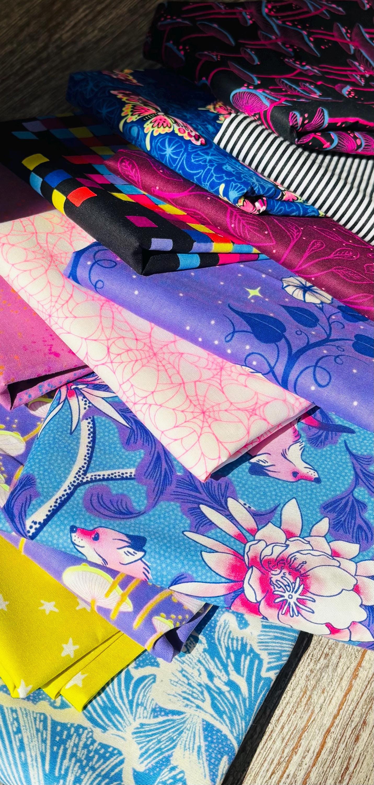 Glow garden and more Halloween 12 fat quarter OR 1/2 yd bundle - AGF - Sarah Watts - pure solids sweet n spooky - starry