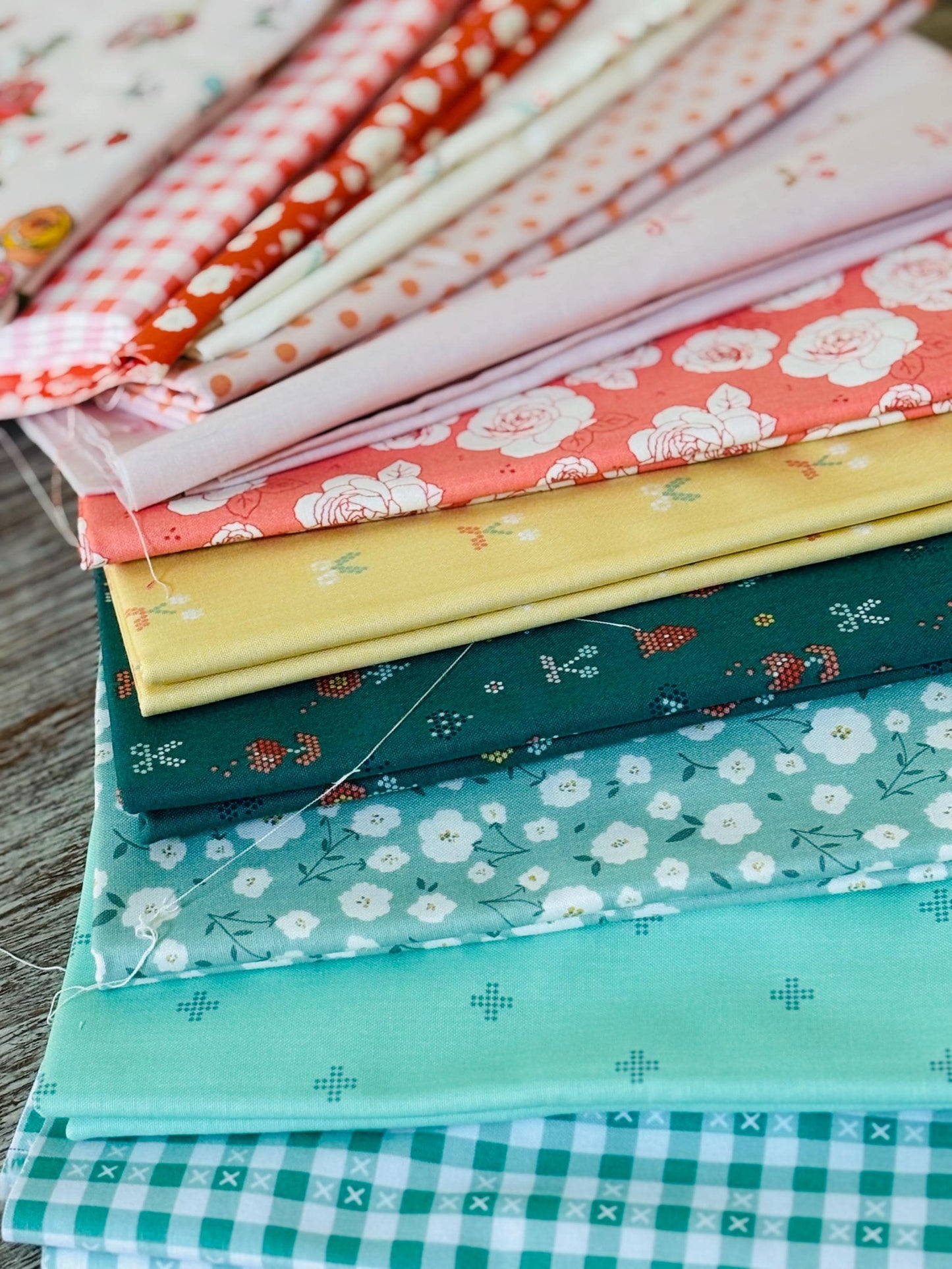 Sunsetridge by Minki Kim 12 fat quarter mini bundle | RBD | Fast shipping | summer vintage Floral plaid