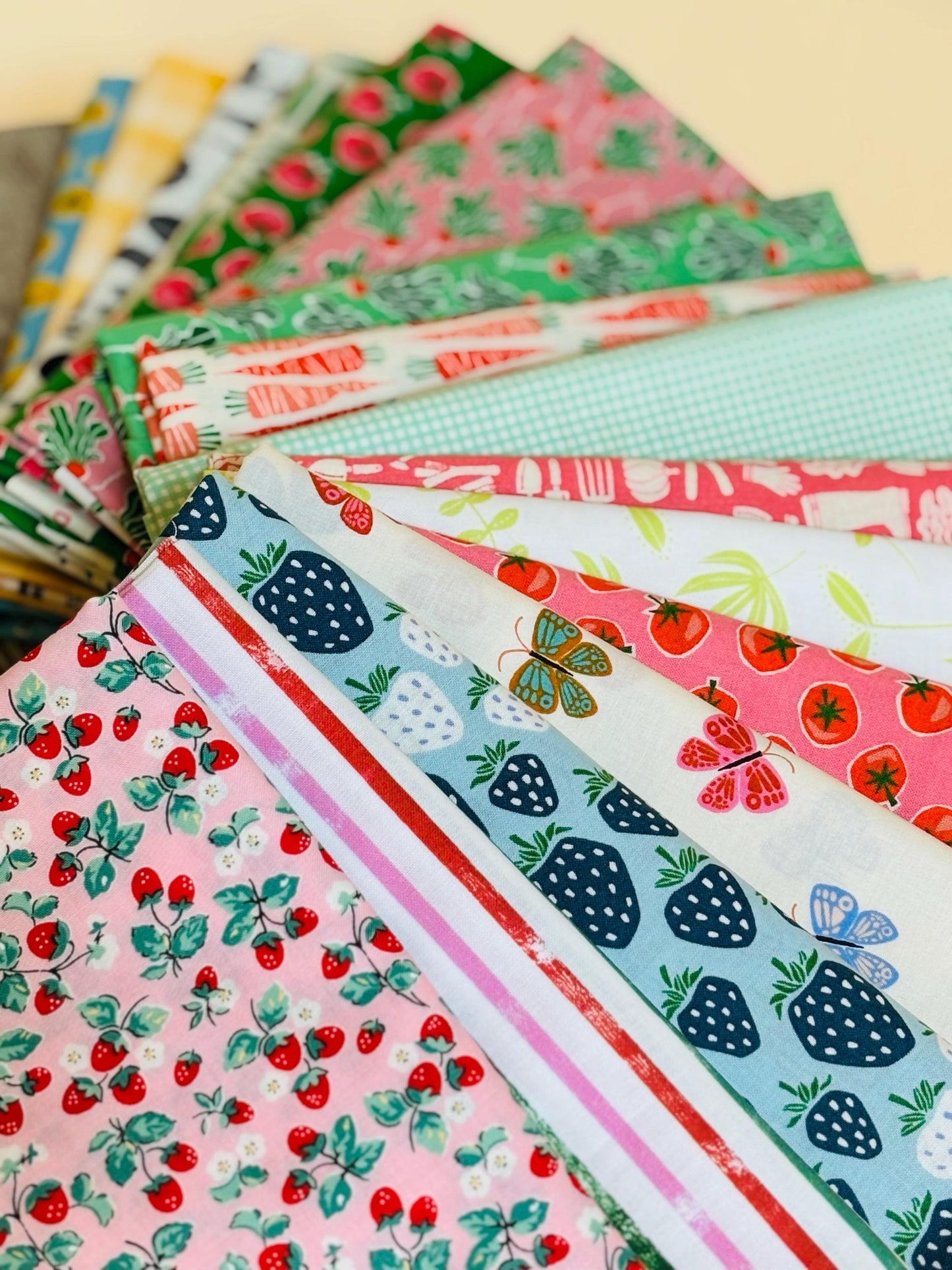 Kitchen garden No 5 fruit vegetable summer curated bundle - 16 piece FQ or 1/2 yd - in the garden - AGF - cotton and steel - berries