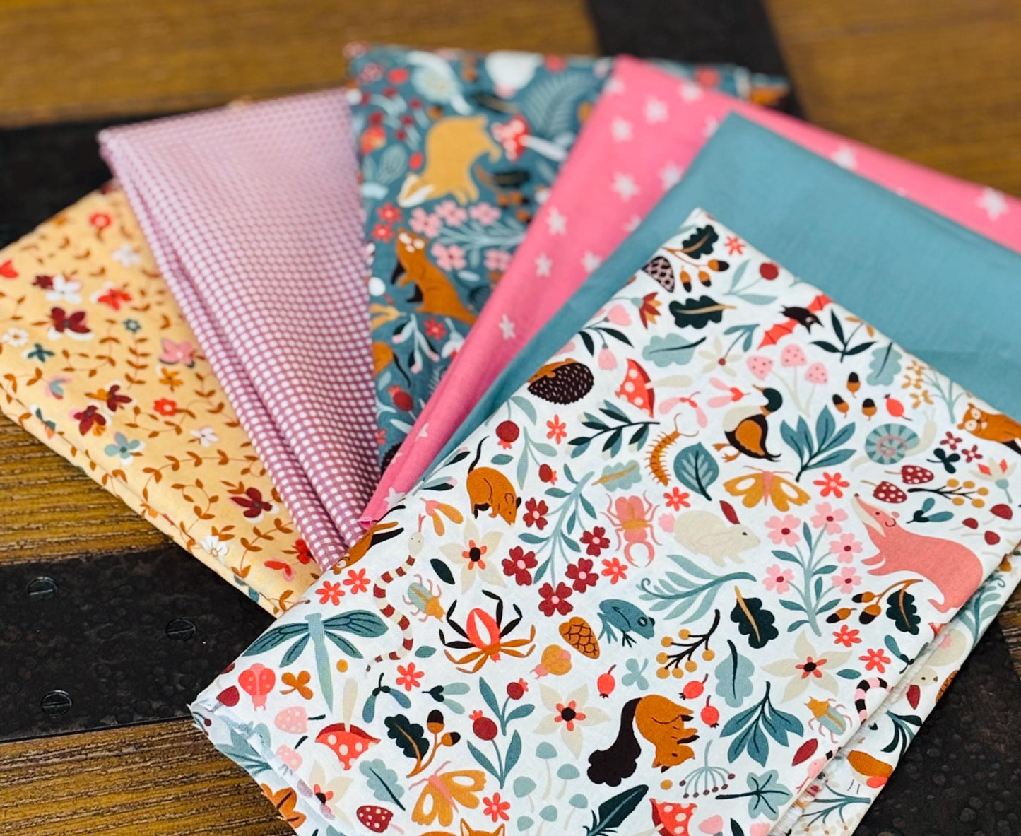 Acorn Hollow mini bundle with blenders 6 Fat quarters In stock - BasicGrey - fall - autumn - starry micro gingham