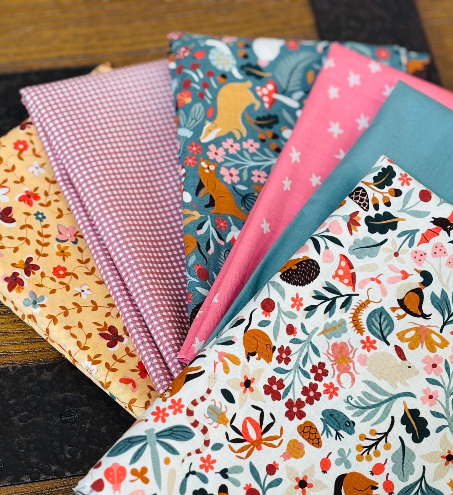 Acorn Hollow mini bundle with blenders 6 Fat quarters In stock - BasicGrey - fall - autumn - starry micro gingham