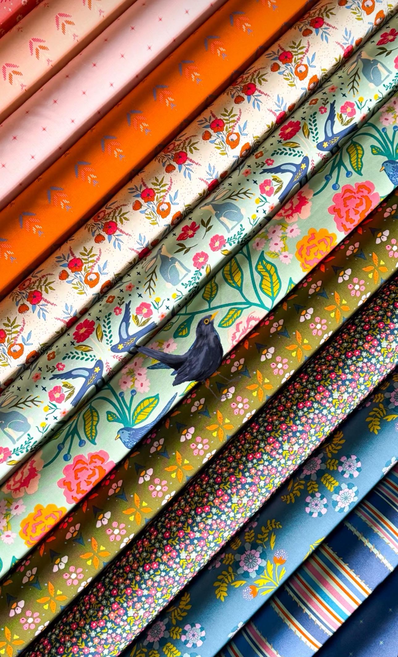 Preorder Starling collection - 17 fat quarter bundle and a matching binding - Maureen Cracknell - plaid - bees - birds - summer shipping Aug