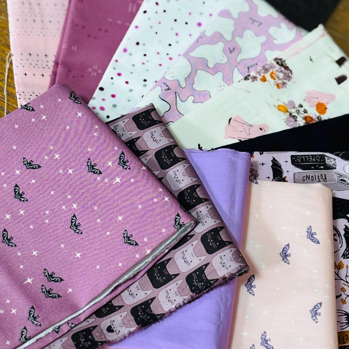 Have a Mauvellous Halloween 11 fat quarter OR 1/2 yd bundle - AGF - Purple - pure solids sweet n spooky - mauve