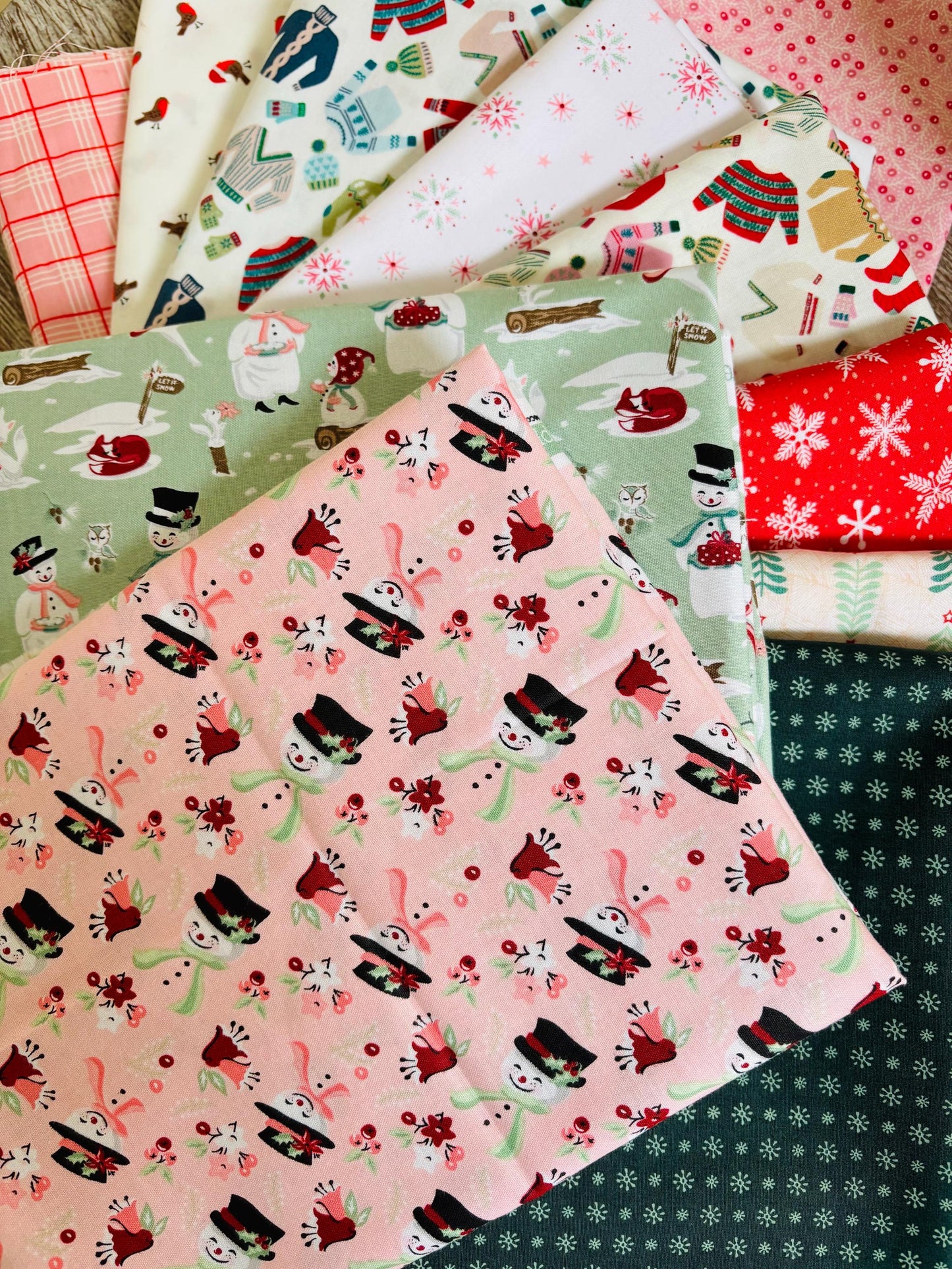 Its cold outside 11 fat quarter OR 1/2 yd bundle -christmas flurry poppie cotton snow day oh what fun AGF