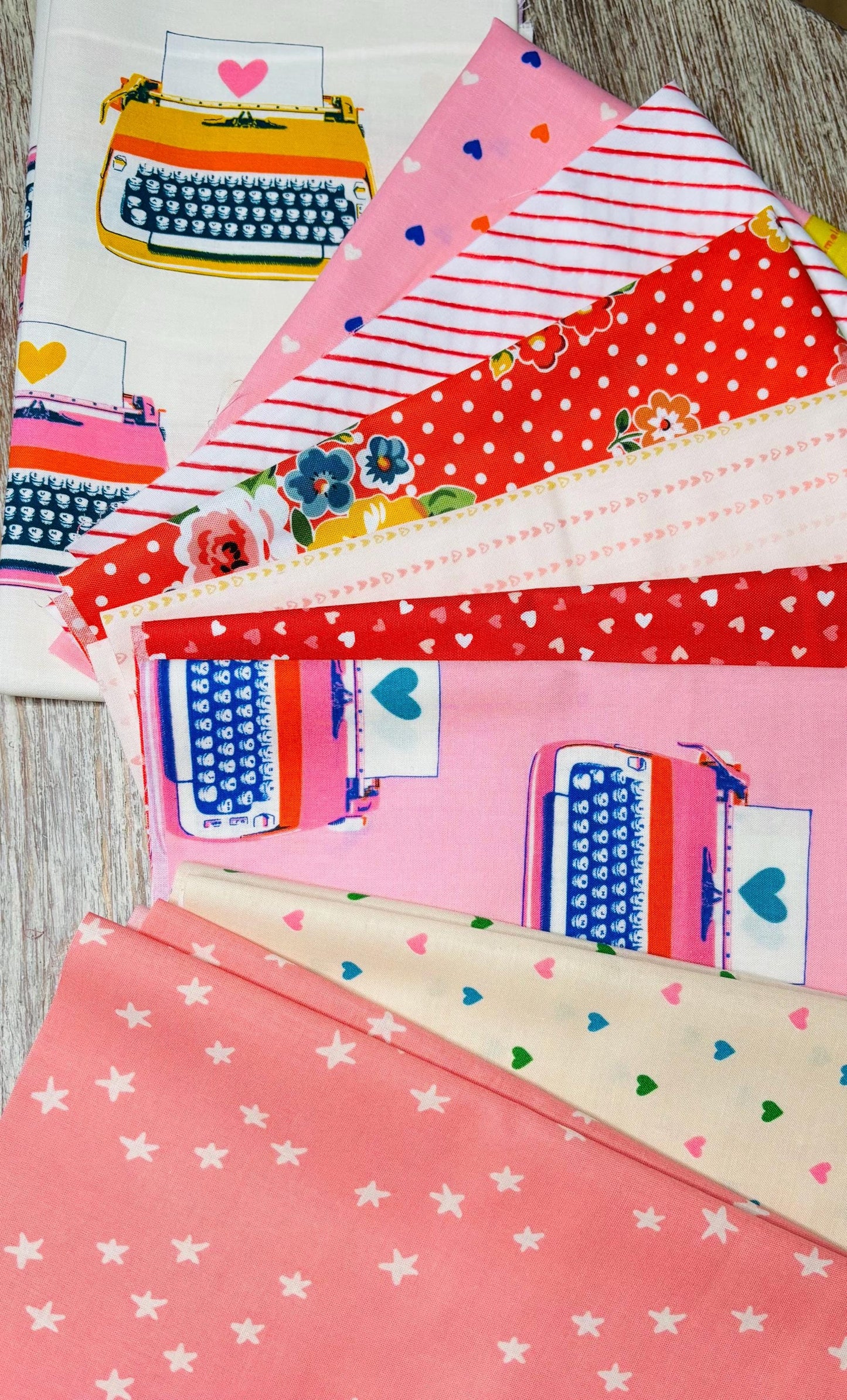 Heart to heart part 2 - 9 fat quarter bundle - Valentine curated bundle Ruby star RBD Starry
