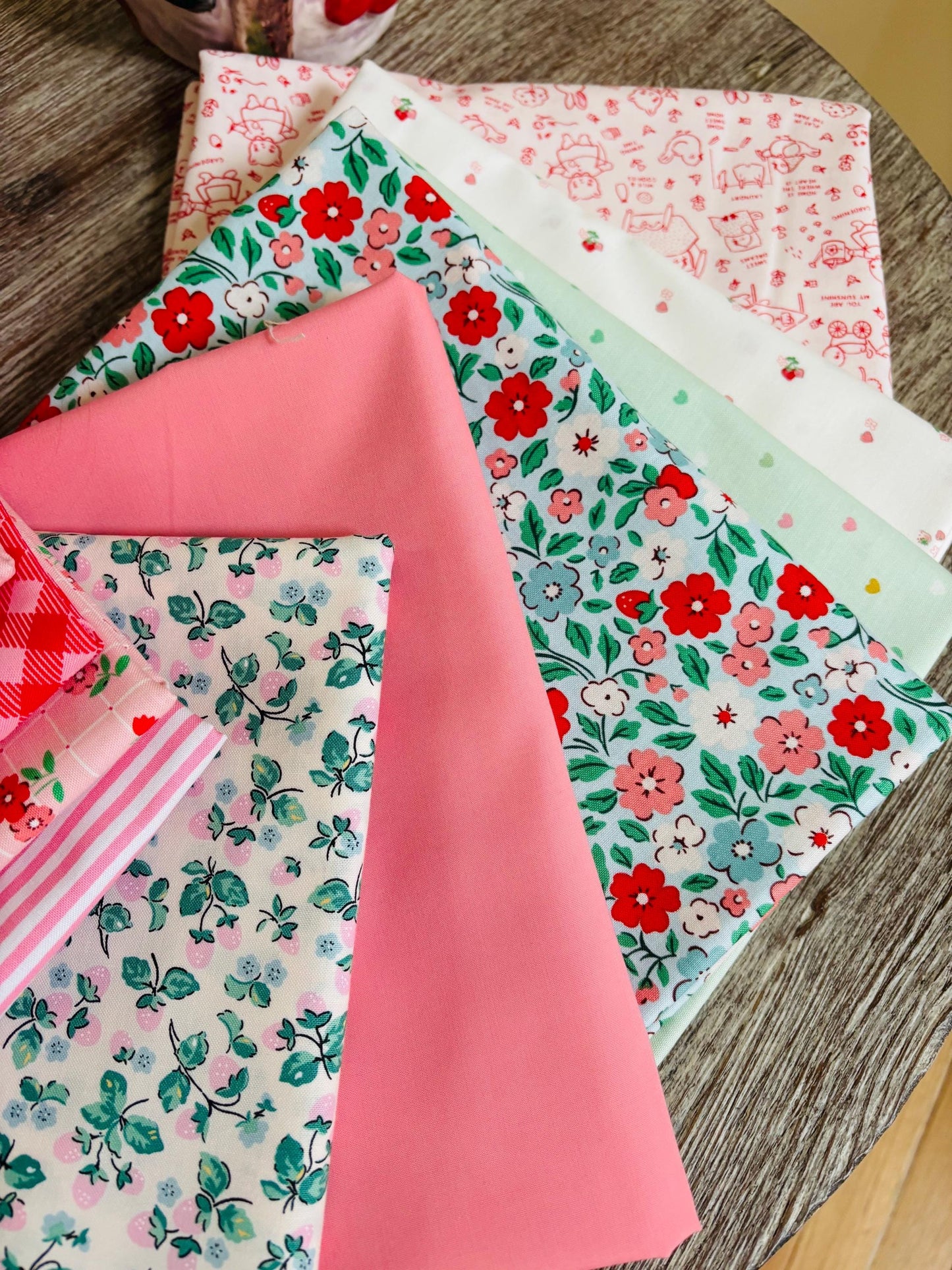 Peppermint Parfait - 10 fat quarter bundle - Poppie Cotton Stripe plaid home sweet home farmhouse fancy