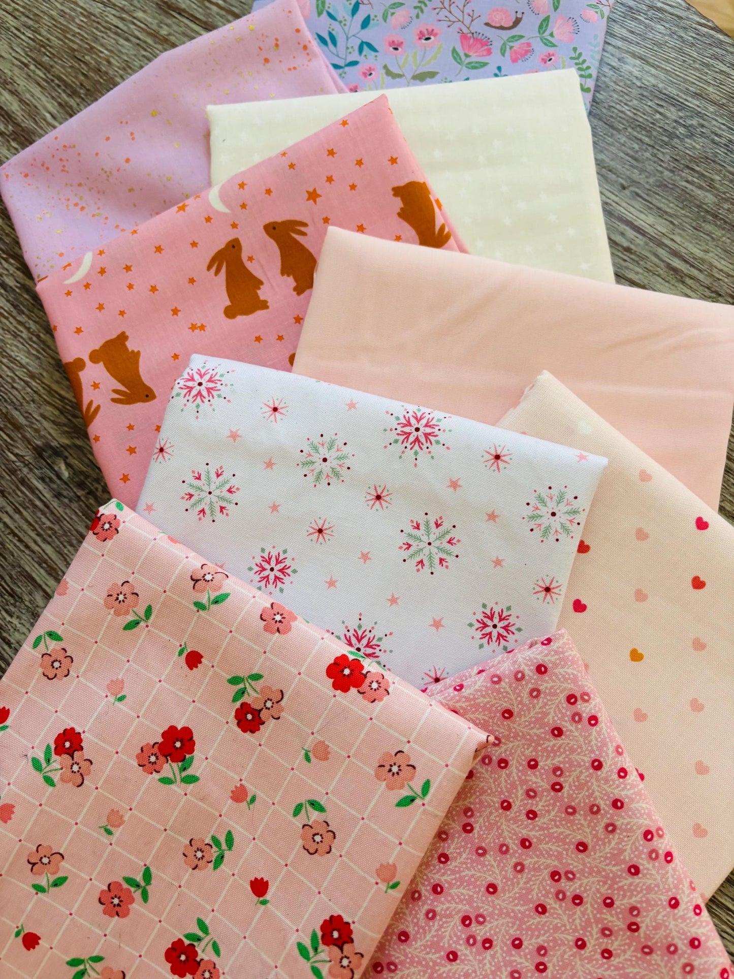 Soft Pink - 9 fat quarter bundle - Poppie Cotton ruby star starry speckled