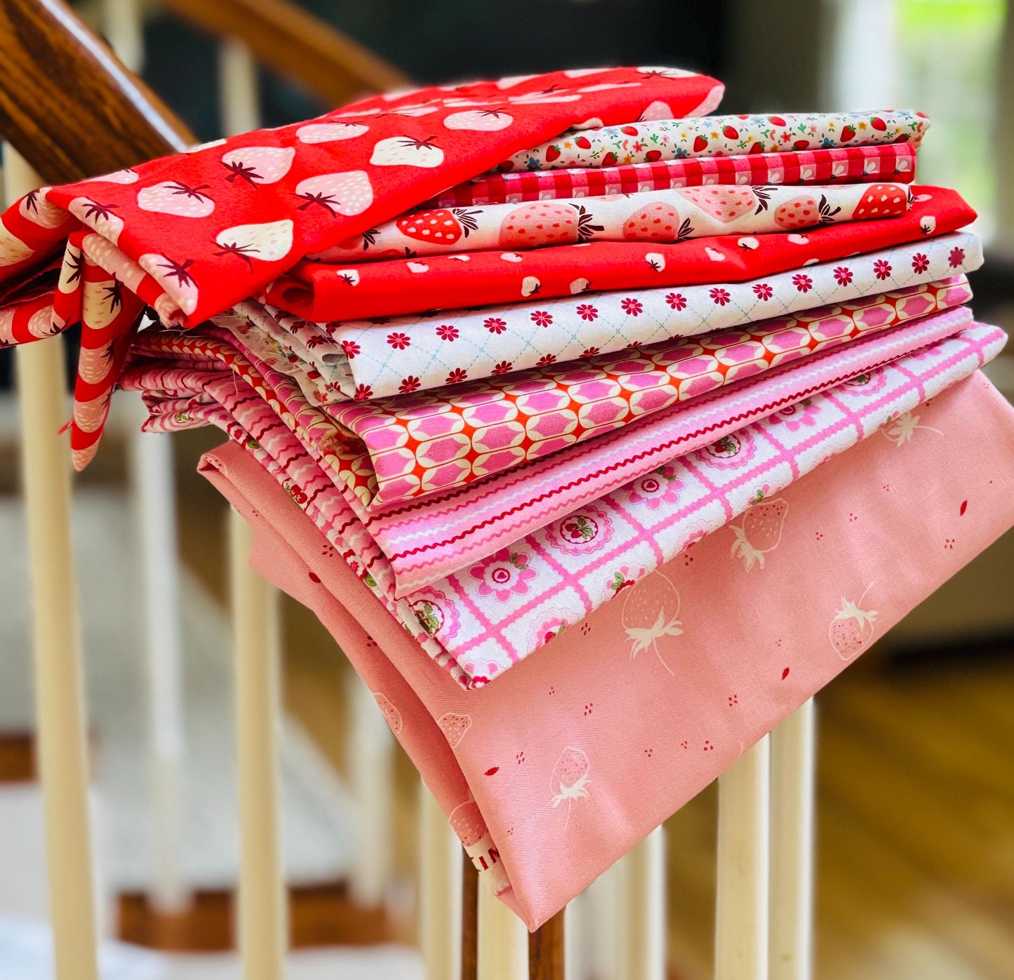 Poppie and Ruby's strawberries - 10 fat quarter bundle - Ruby star poppie cotton smitten chicken pink