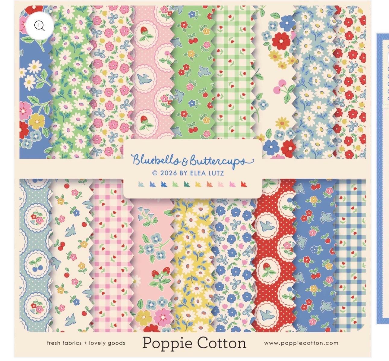 bluebells & buttercups Hey Darlin Bright Periwinkle Poppie cotton Elea Lutz