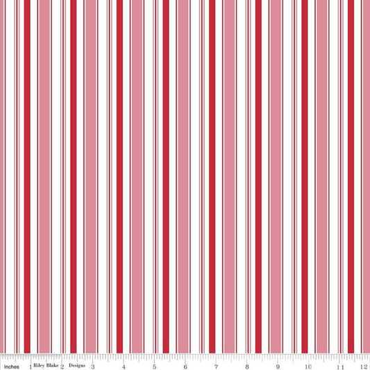 Cozy Christmas by Lori Holt - C5368-PINK | RBD | christmas stripes | 100% cotton | candy cane l ships fast