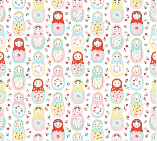 Market day  - Nesting Dolls White | Poppie cotton | Amy Jordan | vintage | in stock - MK24550