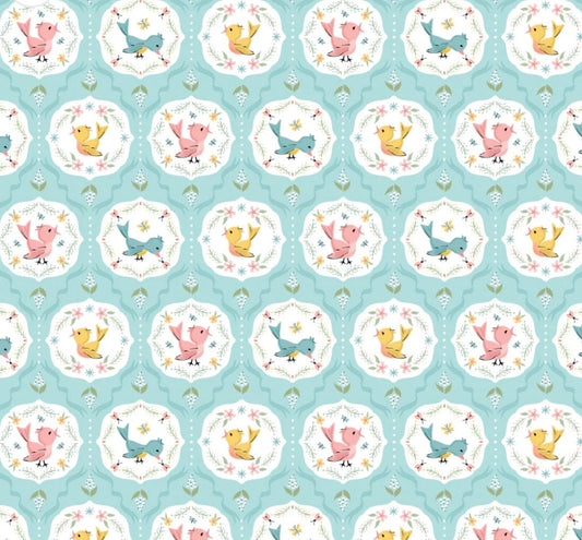 Finding wonder - Tweeting blue | Poppy cotton | in stock | floral | ditsy | vintage | FW24209 Designed by Sheri McCulley