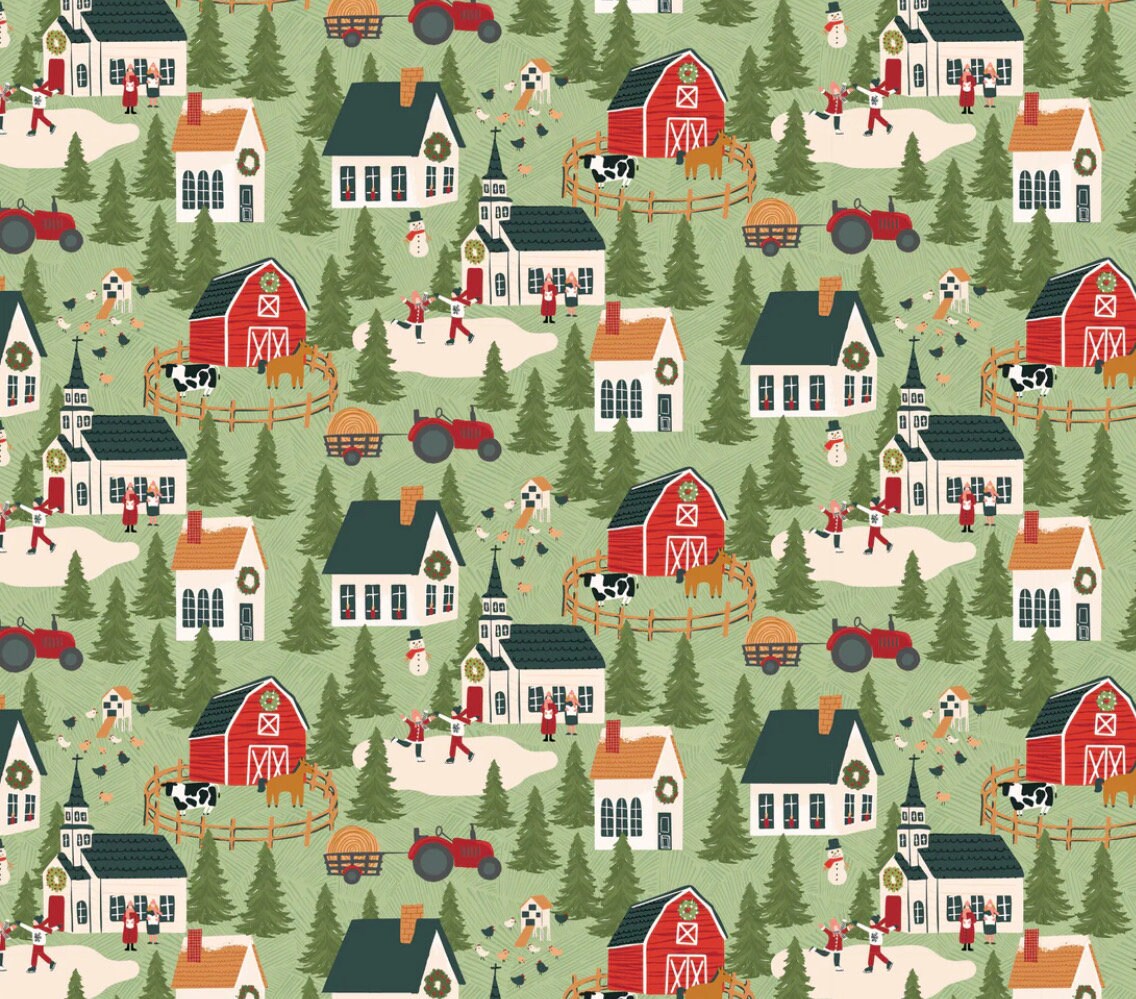 prairie christmas  - Winter scene green | Poppie cotton | Amanda Grace | holiday | shipping June 2024 - PC24369