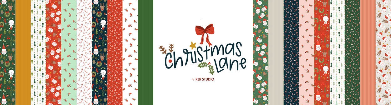 Christmas Lane - Candy cane toss - white - RJR Studios - Holiday stripe  - santa - robin - holiday classics - candy cane - RJ6144