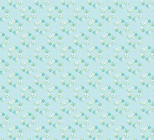 Market day  - floral wreath teal | Poppie cotton | Amy Jordan | vintage | in stock - MK24561