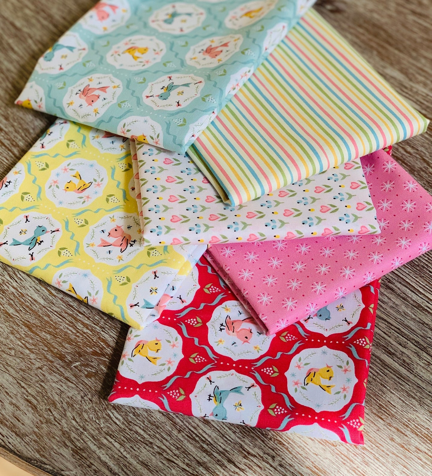 Tweeting bundle | 6 fat quarter bundle | find wonder | spring | birds | Poppie cotton | floral - summer - Sheri McCulley