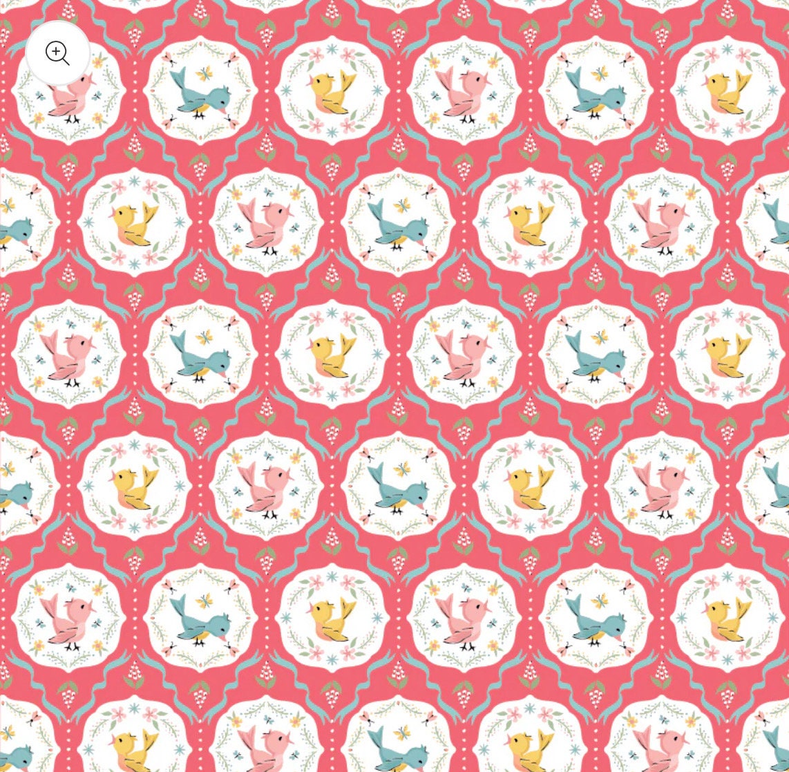 Finding wonder - Tweeting pink | Poppy cotton | in stock | floral | ditsy | vintage | FW24209 Designed by Sheri McCulley