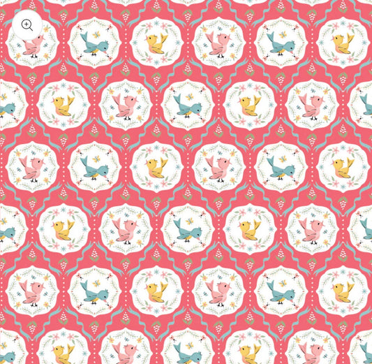 Finding wonder - Tweeting pink | Poppy cotton | in stock | floral | ditsy | vintage | FW24209 Designed by Sheri McCulley