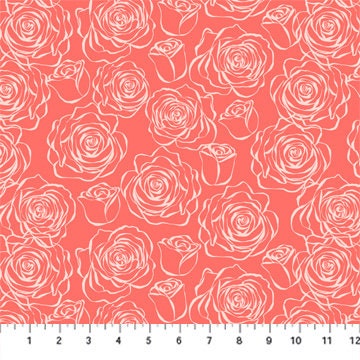 Love in bloom  FIGO -  Roses yardage 90624-22 | in stock | Louise Pretzel | valentine | Red | Pink | Hearts | Roses | Kisses | wine