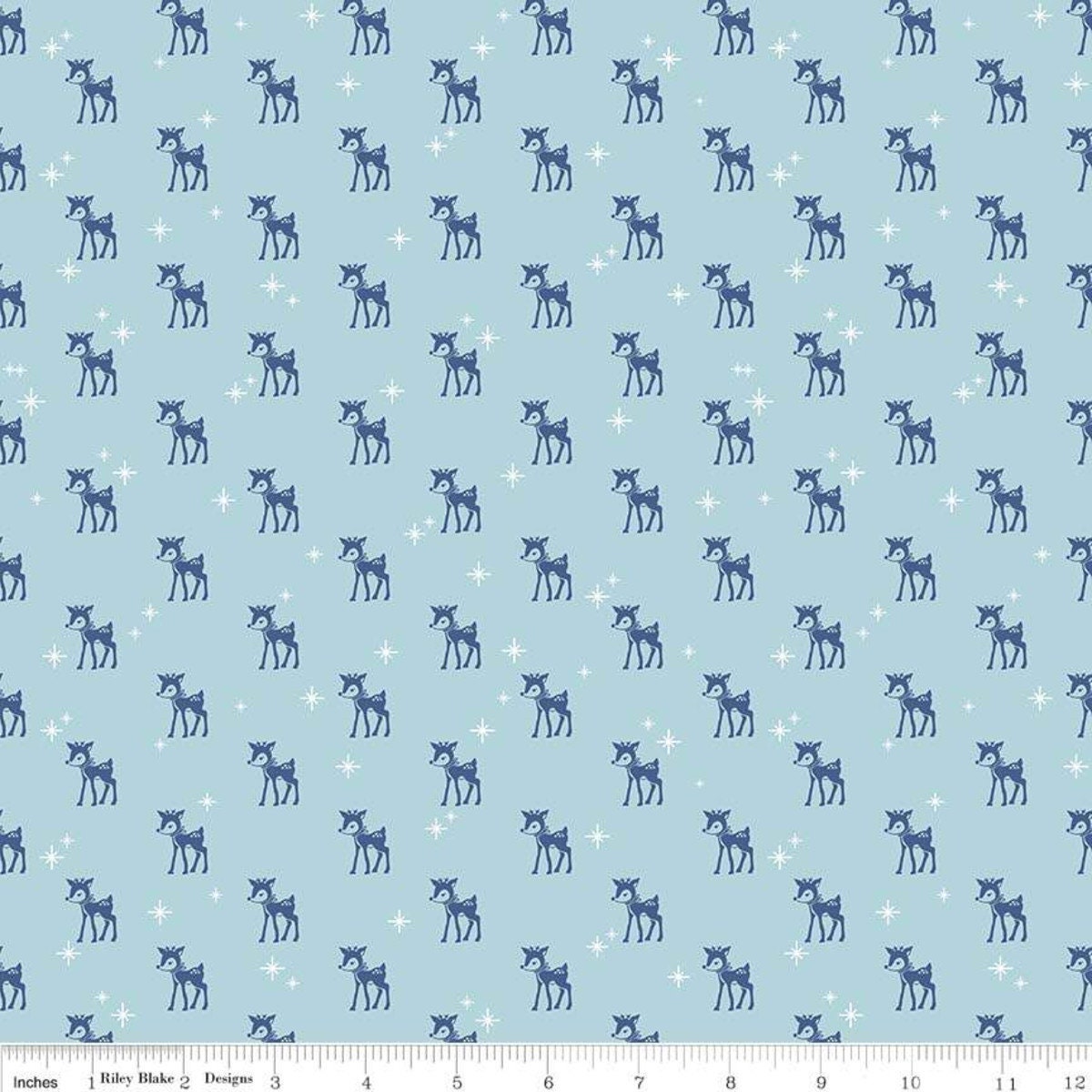 Cozy Christmas by Lori Holt -  C5364-Blue| RBD | Cozy Christmas Reindeer blue | 100% cotton | holiday fabric l ships fast