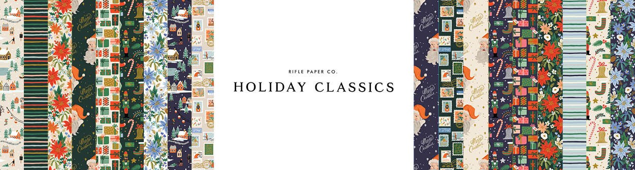 Holiday Classics II Deck the halls - Navy Metallic Fabric - Rifle paper co - cotton and steel  -christmas - holiday - RP6  - stockings