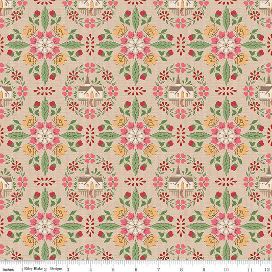 Home town holiday Chapel tea dye by Lori Holt -  C14930  | RBD | 100% cotton | holiday fabric