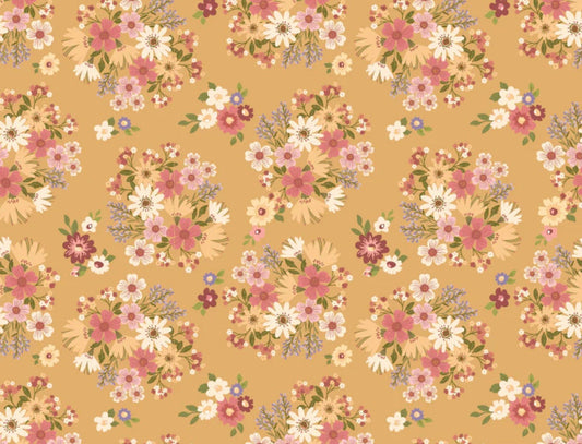 Nature sings Send Her Flowers Yellow | Poppie cotton | in stock | ditsy | floral | vintage | Lori Woods | plaid | birds