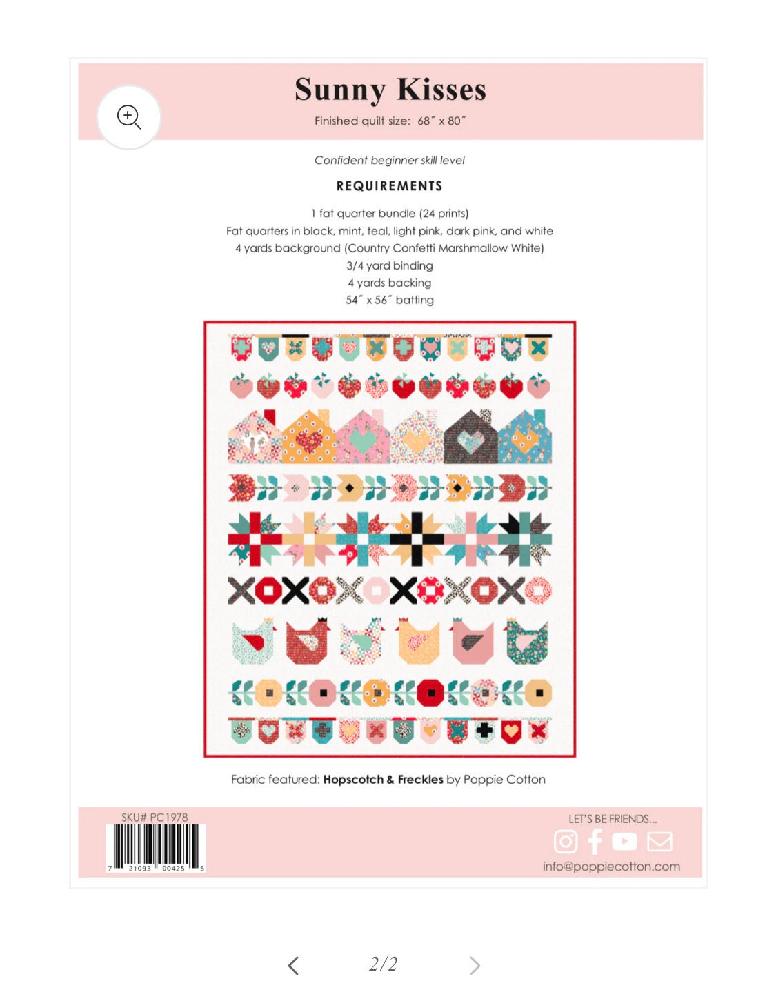 Sunny Kisses Pattern | Poppie cotton | Hopscotch & Freckles | 68" x 80" - in stock - paper pattern