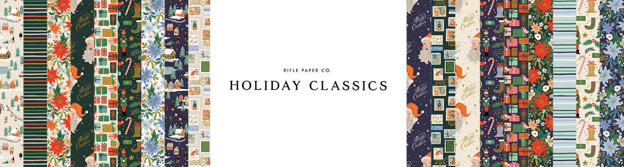 Holiday Classics II Deck the halls - navy Metallic Fabric - Rifle paper co - cotton and steel  -christmas - holiday - RP6  - stockings