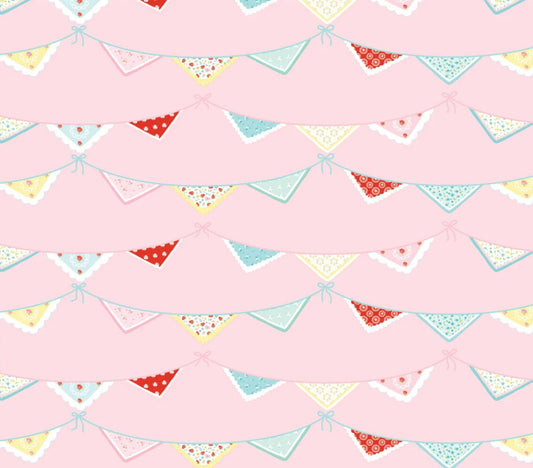 Market day  - Bunting print pink | Poppie cotton | Amy Jordan | vintage | in stock - MK24554