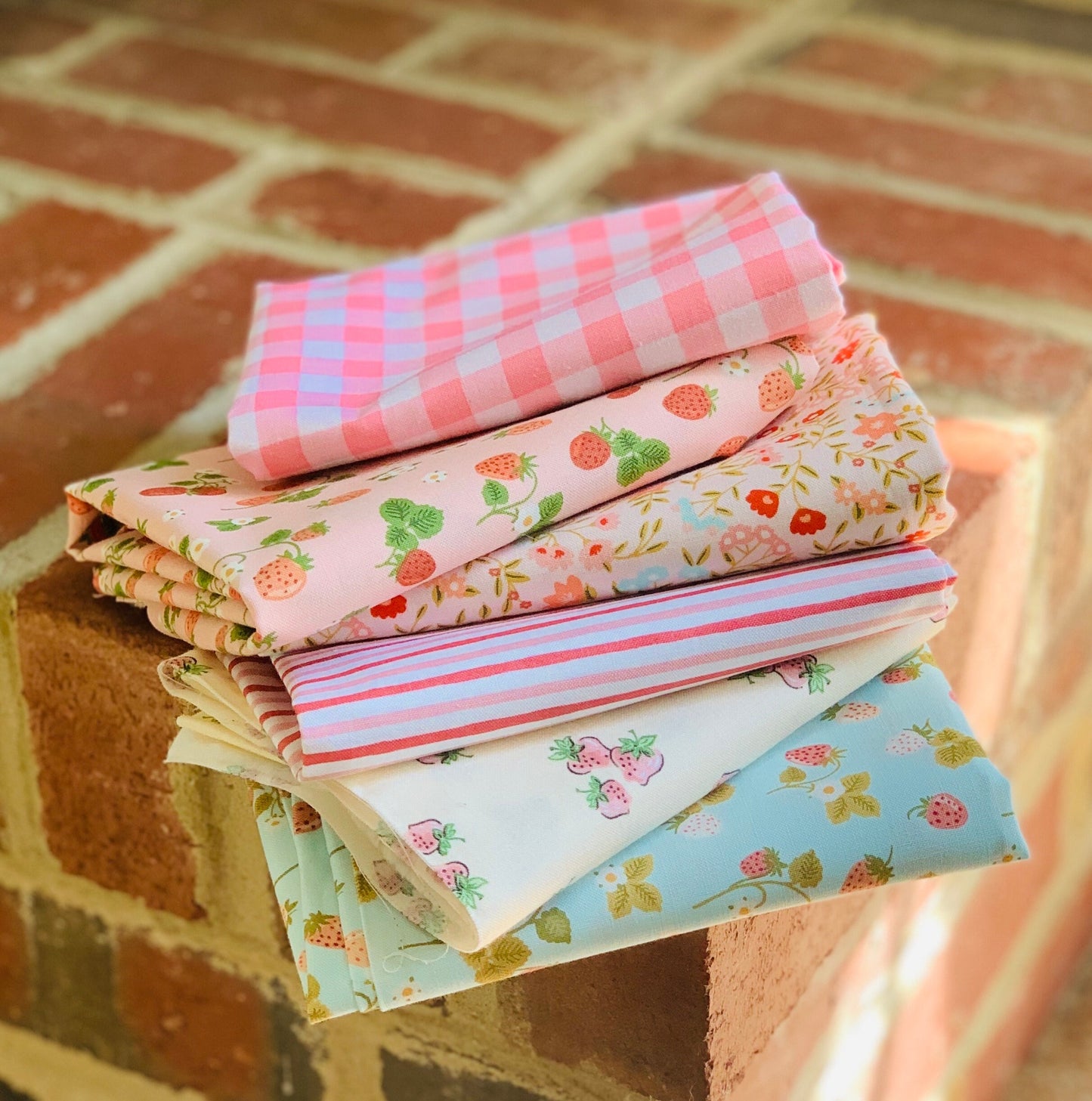 Strawberry bouquet - 6 piece FQ bundle - gingham | Poppie Cotton | promise me - Michal Marko - jailhouse stripe - garden party V.2