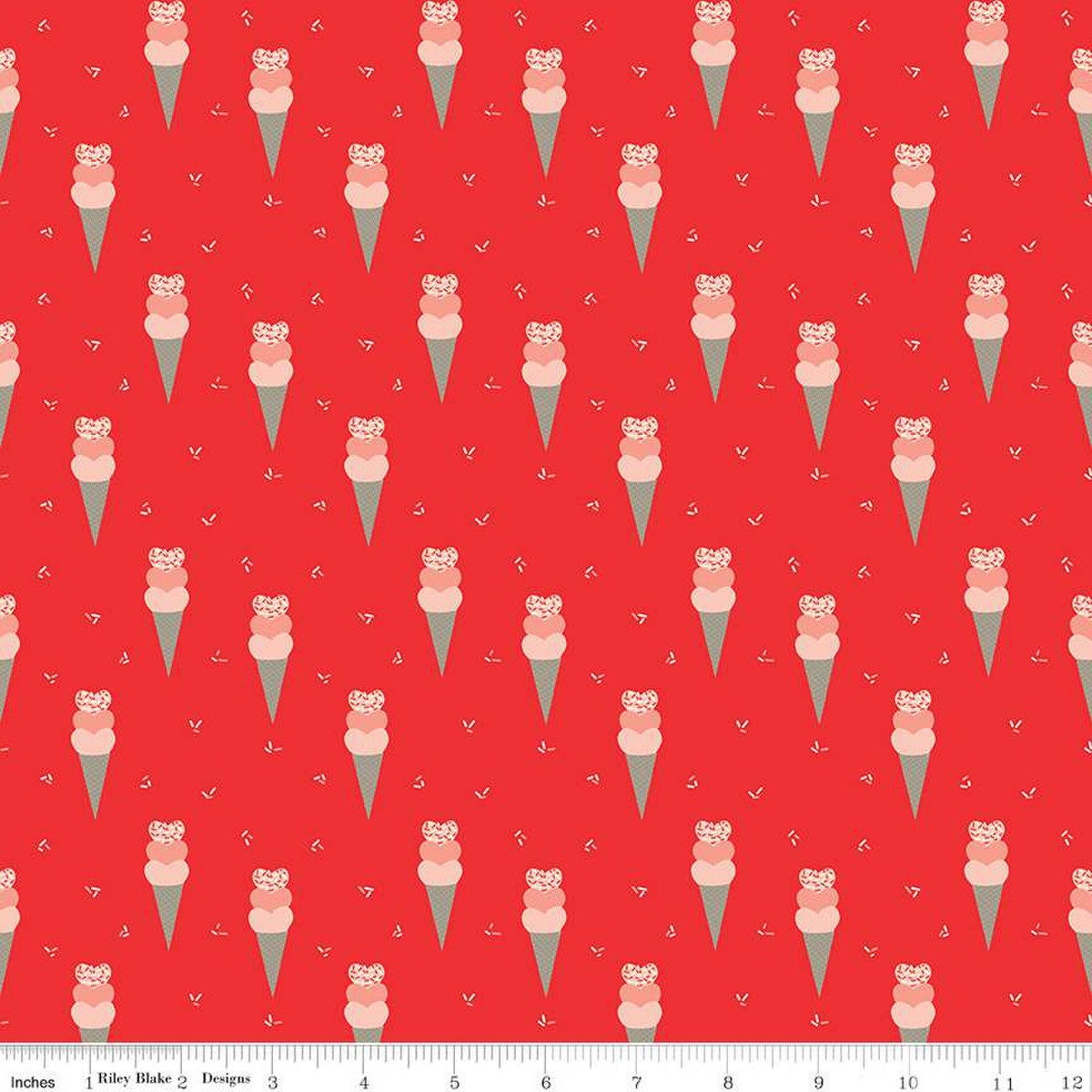 I love us cones red | c13961 | 100% cotton | Sandy Gervais | Valentine  | ships fast