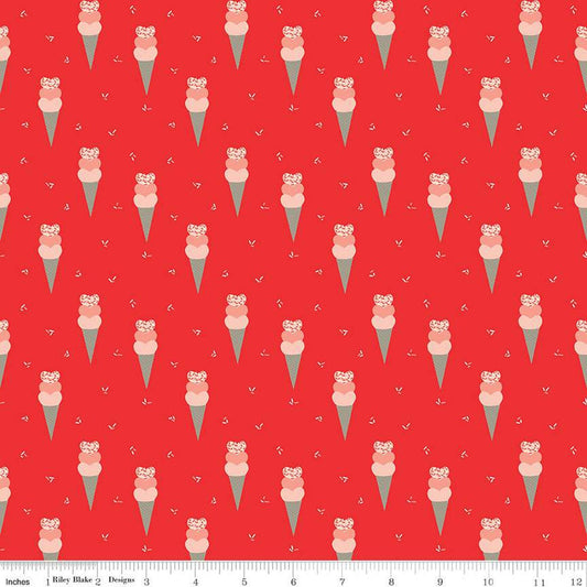 I love us cones red | c13961 | 100% cotton | Sandy Gervais | Valentine  | ships fast