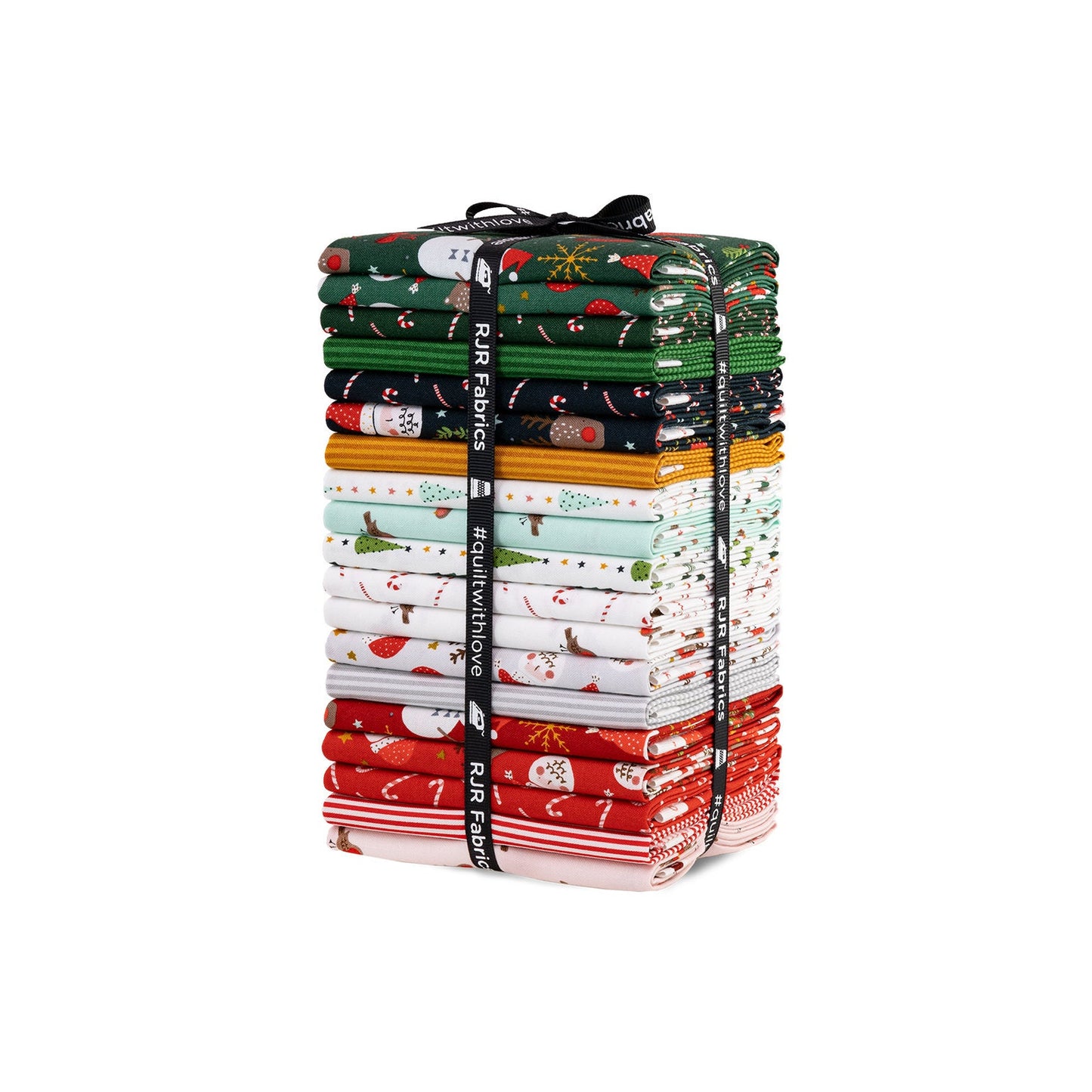 Christmas Lane bundle 19 Fat Quarters - RJR Studios - Holiday stripe  - santa - robin - holiday classics - candy cane