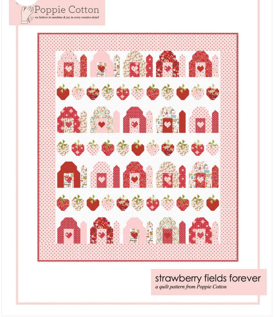 strawberry fields forever Pattern | Poppie cotton | farm girls unite quilt size 66" x 73"  - in stock - paper pattern - halloween