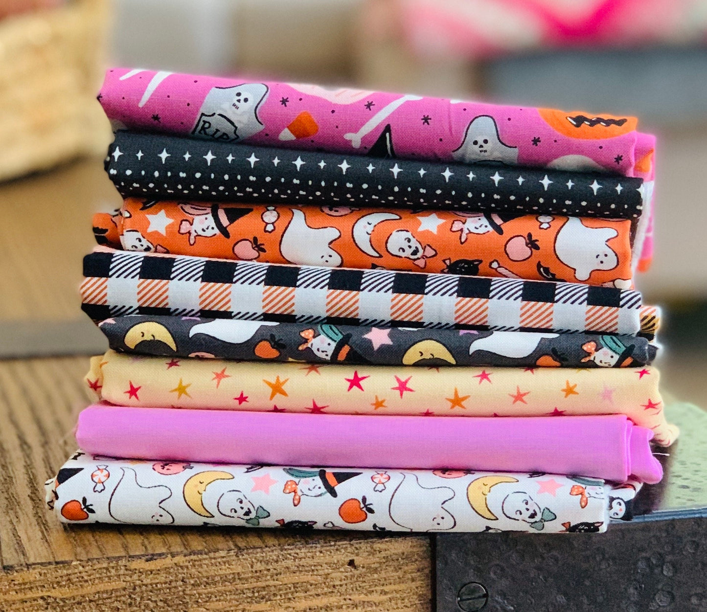 Halloween treats -  AGF - by the glow of the  moon Poppie cotton 8 Fat quarters fabrics | sweet tooth | spooky witchy - kitty loves candy -