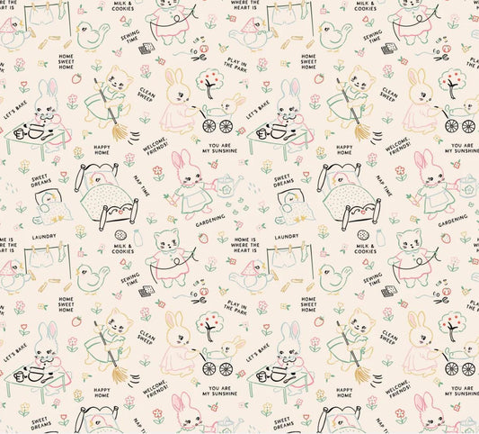 Preorder Home sweet home chore time multi | Poppie cotton | Elea Lutz | vintage | shipping Nov 2024 - VR24460