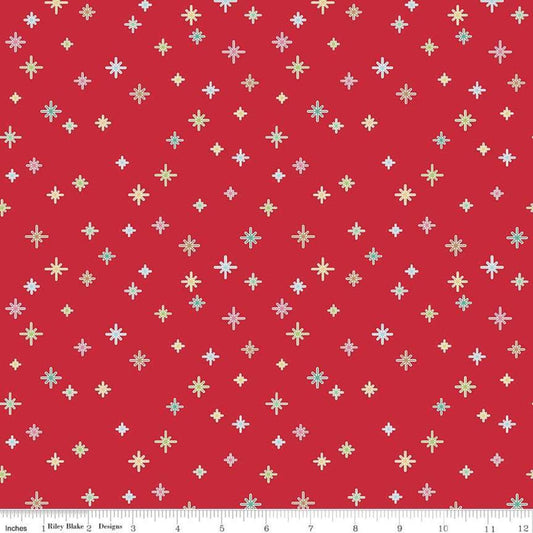 Cozy Christmas by Lori Holt -  C5365-RED | RBD | holiday sparkle | 100% cotton | christmas fabric l ships fast