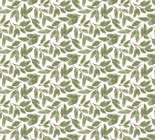 prairie christmas  - Pine boughs white | Poppie cotton | Amanda Grace | holiday | shipping June 2024 - PC24356