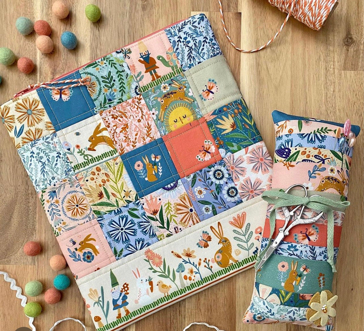 Hide and seek | 21 precut fat quarter bundle | bunnies | Mckensie Elston | Poppie cotton | floral | Spring Easter