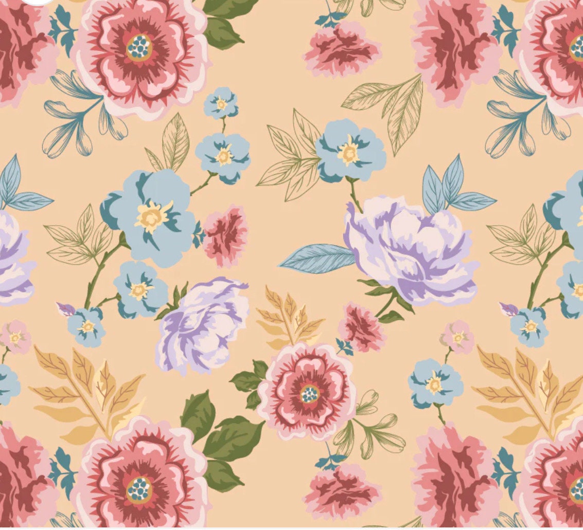 Nature sings Rose Garden Yellow | Poppie cotton | in stock | ditsy | floral | vintage | Lori Woods | plaid | birds