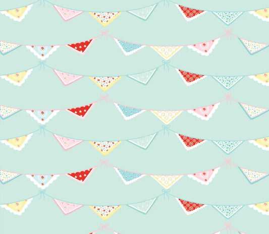 Market day  - Bunting print mint | Poppie cotton | Amy Jordan | vintage | in stock - MK24555