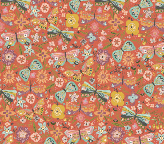 Cottage Charm - Butterfly blossom coral | Poppie cotton | Kenzie Elston | vintage | in stock - CH24744