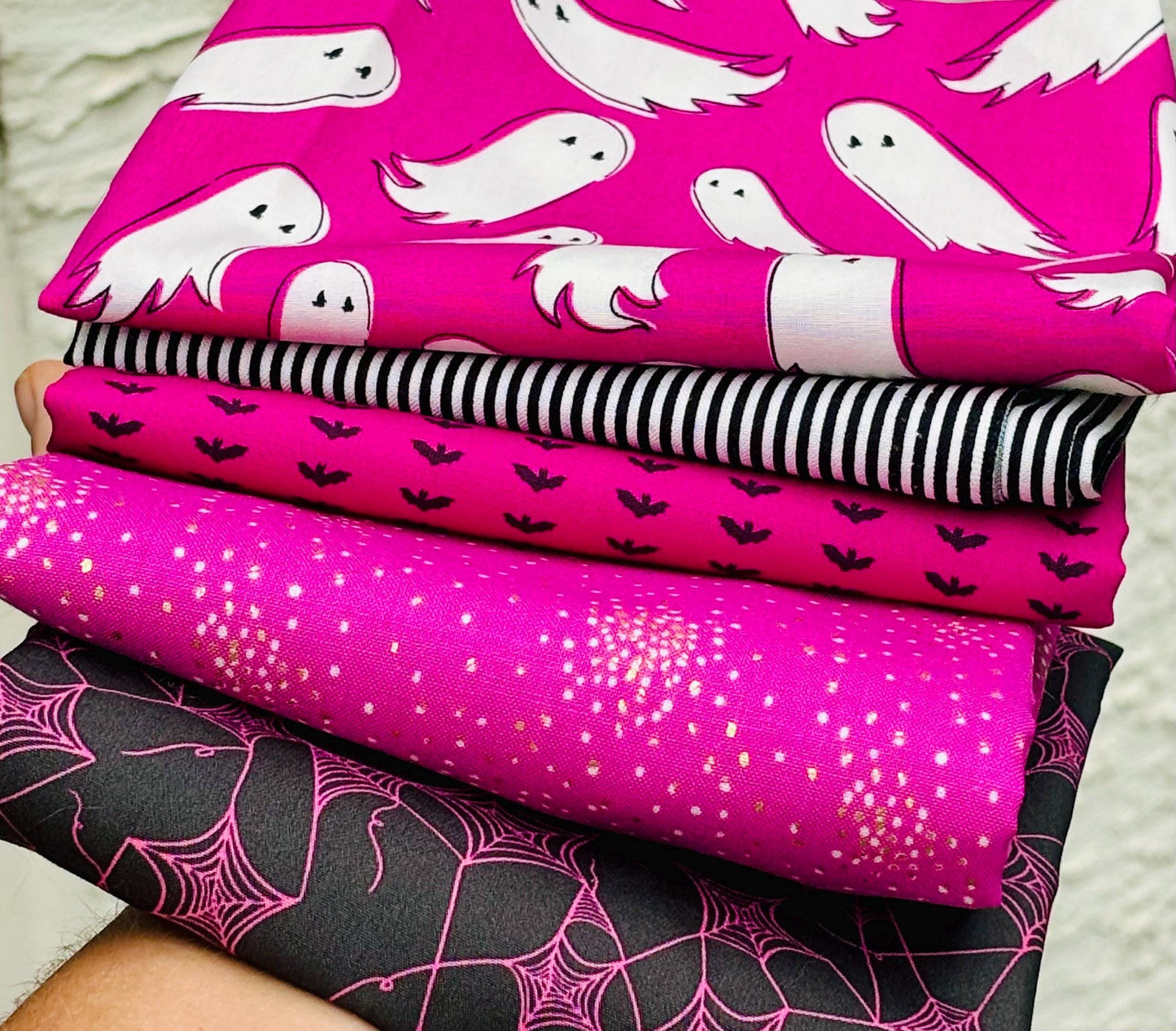 Happy pink halloween - 16 fat quarter bundle - halloween - pumpkin - pink  | Poppie cotton AGF - sweet n spooky