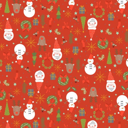 Christmas Lane - Jolly Good Time red - RJR Studios - Holiday stripe  - santa - robin - holiday classics - candy cane - RJ6140