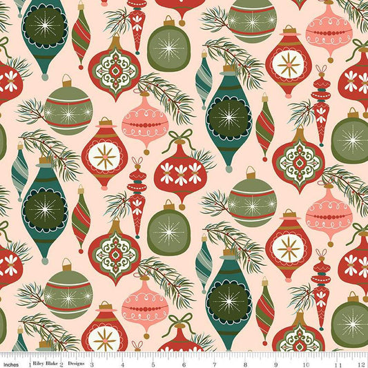 Christmas is in town ornaments | C14741 blush | 100% cotton | Sandy Gervais | holiday - festive - tree - in stock