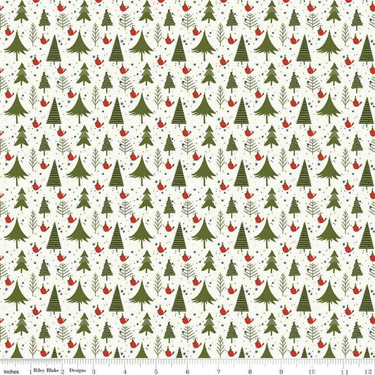 Christmas is in town christmas trees | C14744 cream | 100% cotton | Sandy Gervais | holiday - festive - tree - in stock