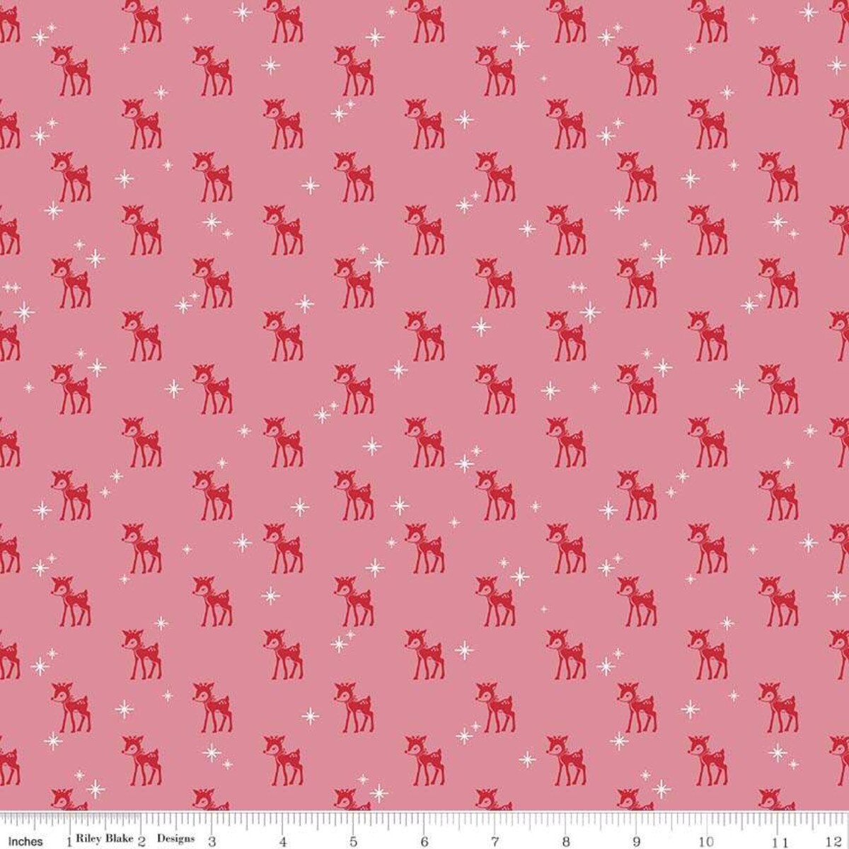 Cozy Christmas by Lori Holt - C5364-Pink | RBD | Cozy Christmas Reindeer Pink | 100% cotton | holiday fabric l ships fast